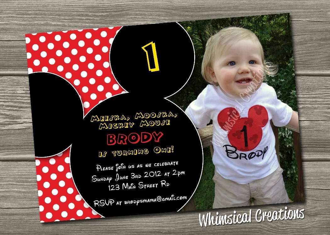 Mickey Mouse 1st Birthday Custom Invitations â Birthday Card Ideas